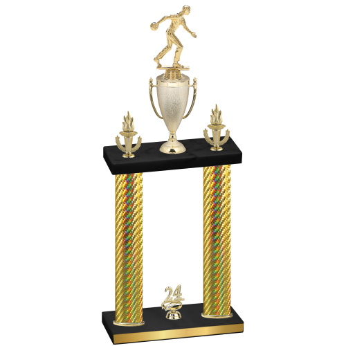 Double Gold Carbon Fiber Year Bowling Trophy