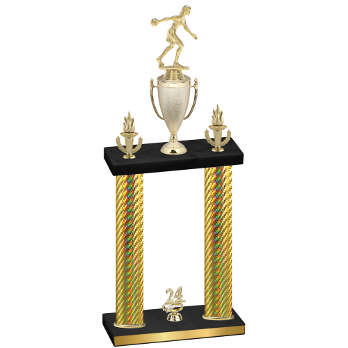 Double Gold Carbon Fiber Year Bowling Trophy