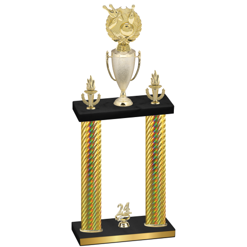 Double Gold Carbon Fiber Year Bowling Trophy