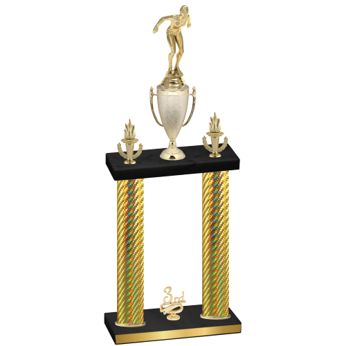 Double Gold Carbon Fiber Third Place Tennis Trophy