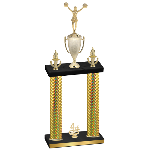 Double Gold Carbon Fiber Fourth Place Cheerleading Trophy