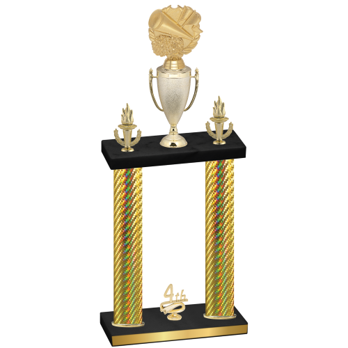 Double Gold Carbon Fiber Fourth Place Cheerleading Trophy