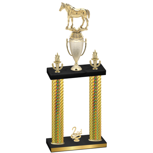 Double Gold Carbon Fiber Second Place Horses Trophy