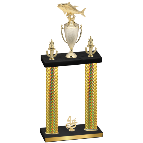 Double Gold Carbon Fiber Fourth Place Fishing Trophy