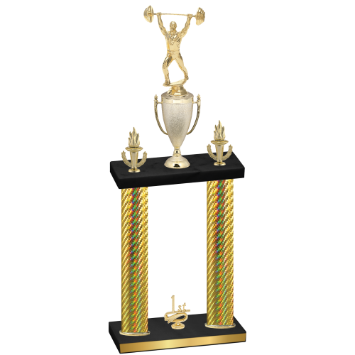 Double Gold Carbon Fiber First Place Weights Trophy