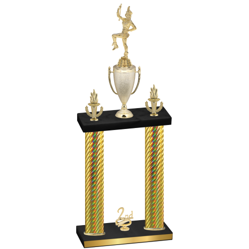 Double Gold Carbon Fiber Second Place Majorette Trophy