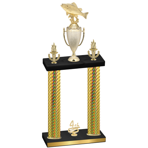 Double Gold Carbon Fiber Fourth Place Fishing Trophy
