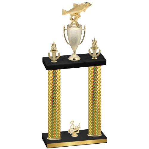 Double Gold Carbon Fiber Third Place Fishing Trophy