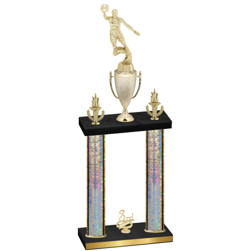 Double Silver Glacier Third Place Basketball Trophy