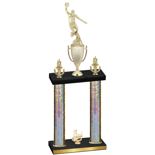 Double Silver Glacier Third Place Basketball Trophy