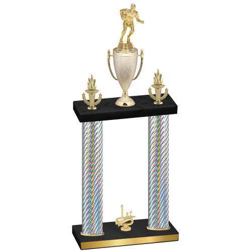 Double Silver Carbon Fiber First Place Rugby Trophy