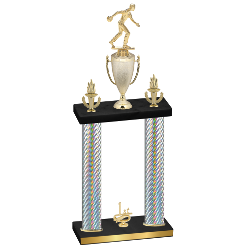 Double Silver Carbon Fiber First Place Bowling Trophy