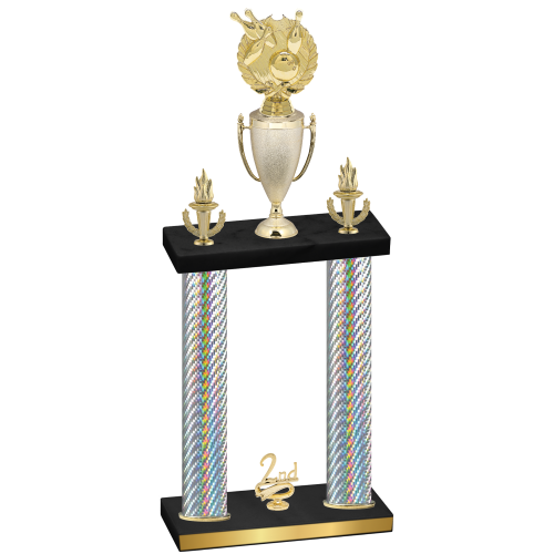 Double Silver Carbon Fiber Second Place Bowling Trophy
