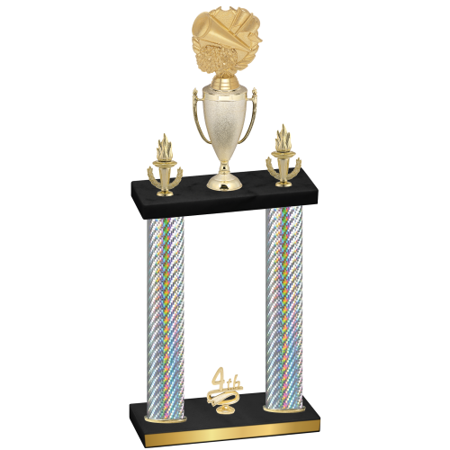 Double Silver Carbon Fiber Fourth Place Cheerleading Trophy
