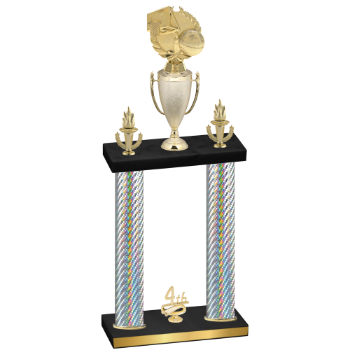Double Silver Carbon Fiber Fourth Place Basketball Trophy
