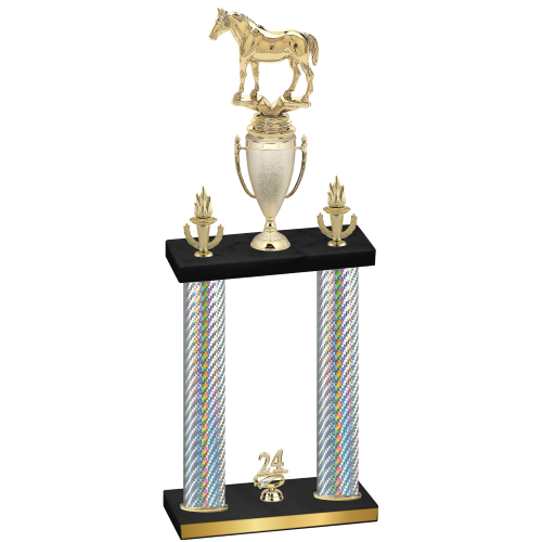 Double Silver Carbon Fiber Year Horses Trophy