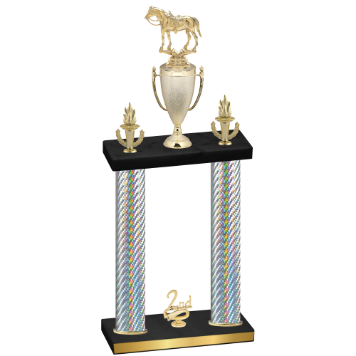 Double Silver Carbon Fiber Second Place Horses Trophy