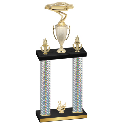 Double Silver Carbon Fiber Third Place Cars Trophy
