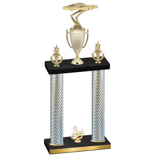 Double Silver Carbon Fiber Third Place Cars Trophy
