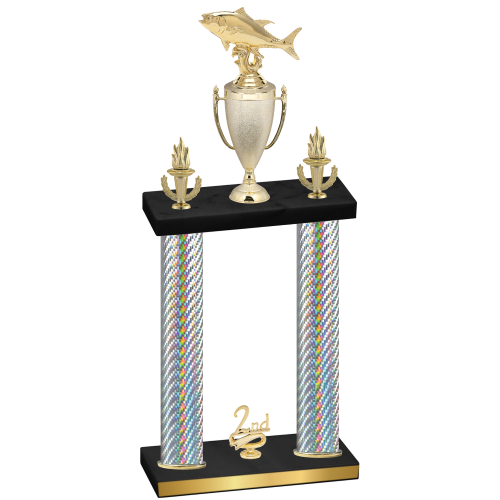 Double Silver Carbon Fiber Second Place Fishing Trophy
