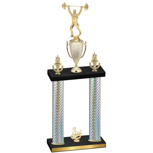 Double Silver Carbon Fiber Third Place Weights Trophy
