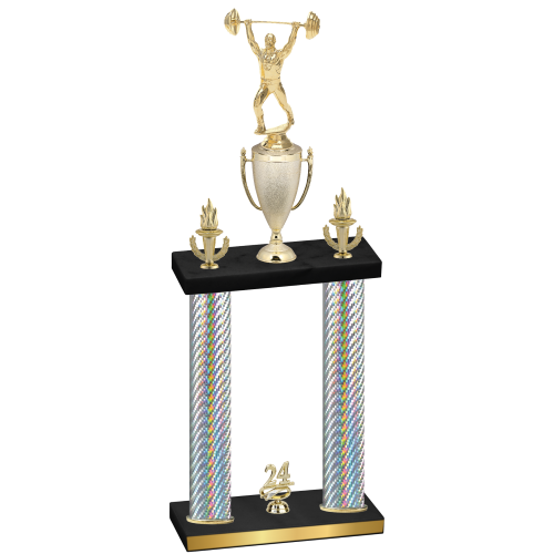 Double Silver Carbon Fiber Year Weights Trophy