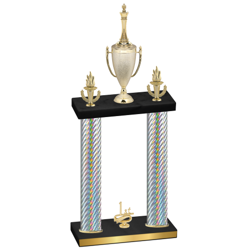 Double Silver Carbon Fiber First Place Chess Trophy