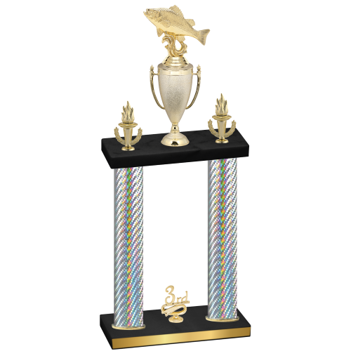 Double Silver Carbon Fiber Third Place Fishing Trophy