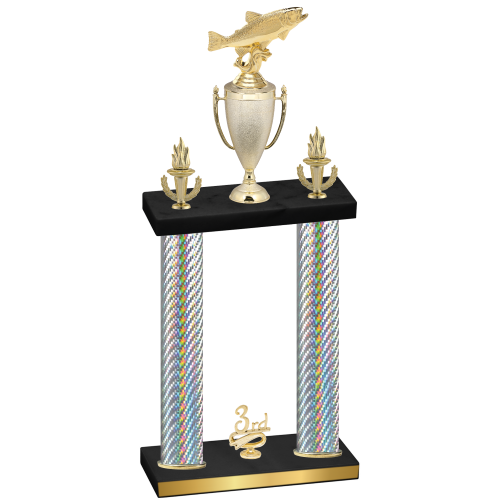Double Silver Carbon Fiber Third Place Fishing Trophy