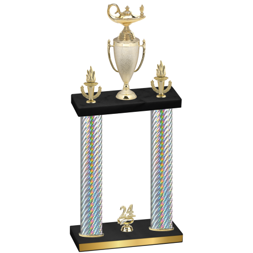 Double Silver Carbon Fiber Year Academics Trophy