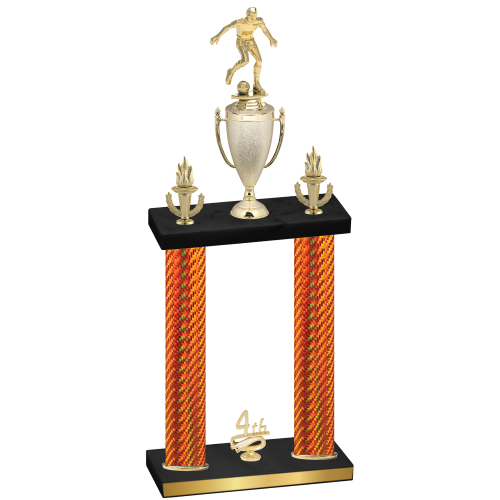 Double Orange Carbon Fiber Fourth Place Soccer Trophy
