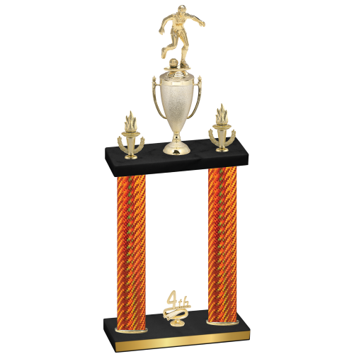 Double Orange Carbon Fiber Fourth Place Soccer Trophy