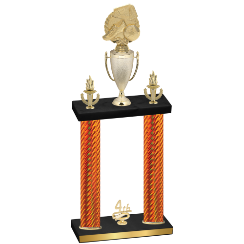 Double Orange Carbon Fiber Fourth Place Soccer Trophy