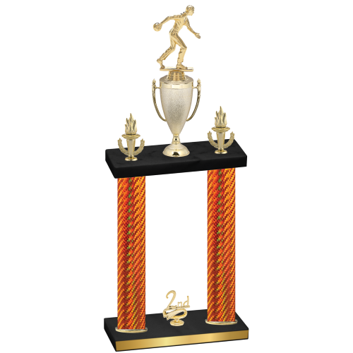 Double Orange Carbon Fiber Second Place Bowling Trophy