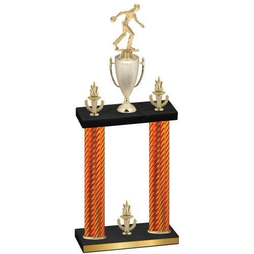 Double Orange Carbon Fiber Victory Bowling Trophy