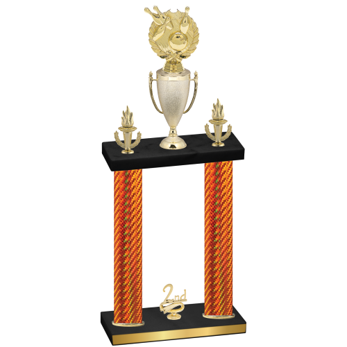 Double Orange Carbon Fiber Second Place Bowling Trophy