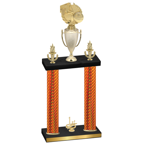 Double Orange Carbon Fiber First Place Basketball Trophy