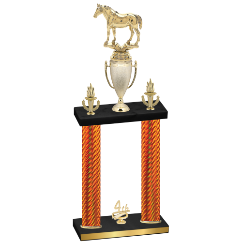 Double Orange Carbon Fiber Fourth Place Horses Trophy
