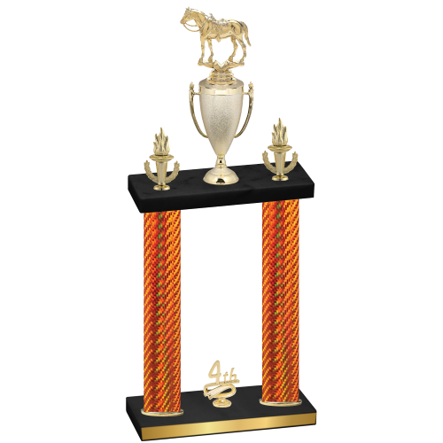 Double Orange Carbon Fiber Fourth Place Horses Trophy