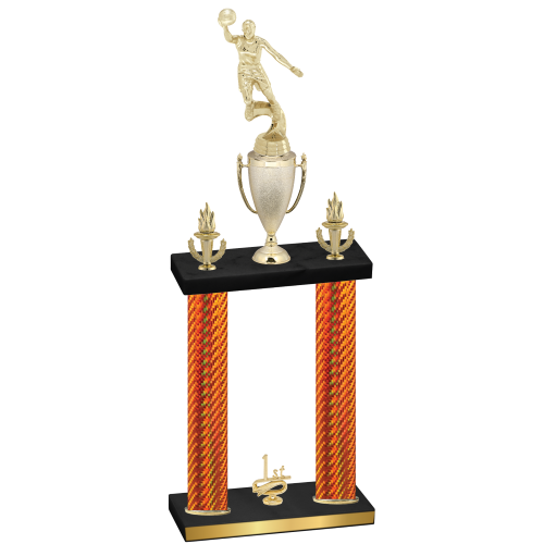 Double Orange Carbon Fiber First Place Basketball Trophy
