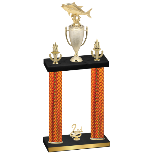Double Orange Carbon Fiber Second Place Fishing Trophy