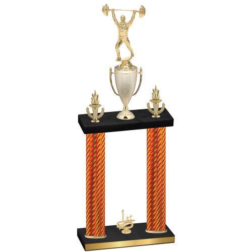 Double Orange Carbon Fiber First Place Weights Trophy