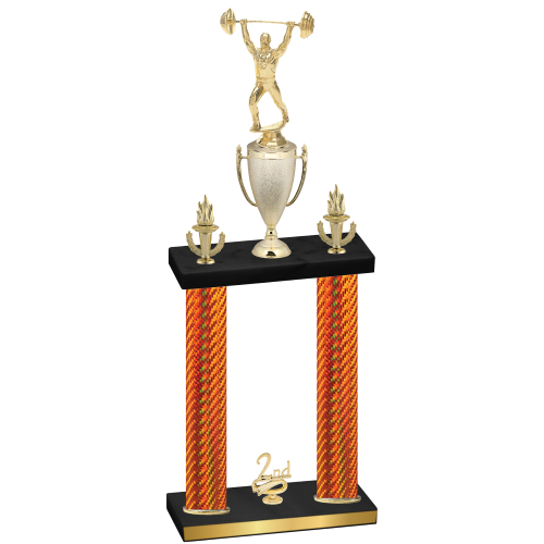 Double Orange Carbon Fiber Second Place Weights Trophy