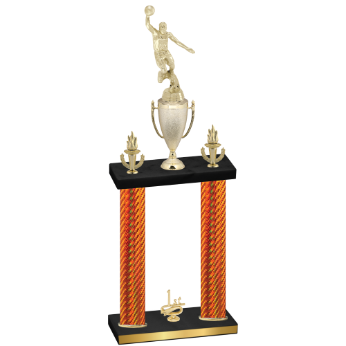 Double Orange Carbon Fiber First Place Basketball Trophy