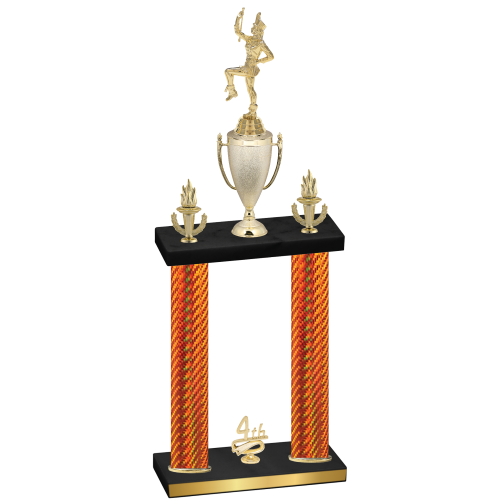 Double Orange Carbon Fiber Fourth Place Majorette Trophy