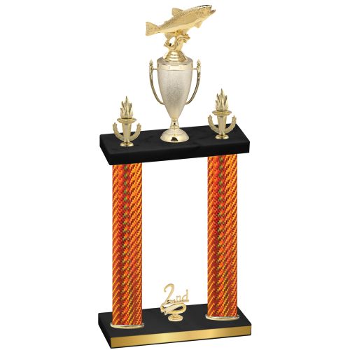 Double Orange Carbon Fiber Second Place Fishing Trophy