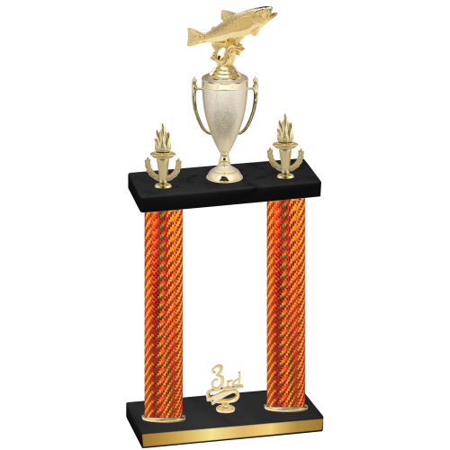 Double Orange Carbon Fiber Third Place Fishing Trophy