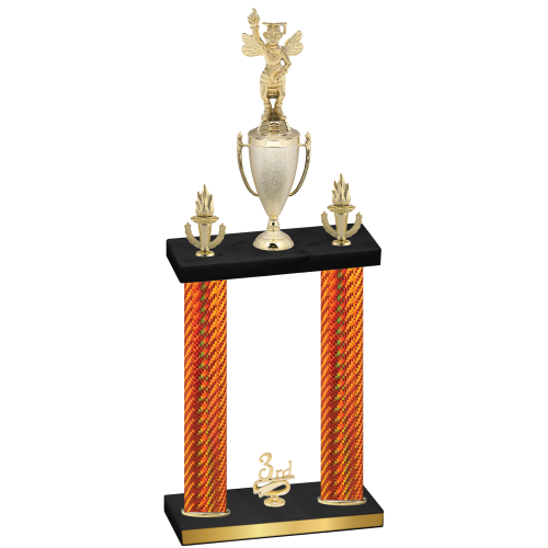 Double Orange Carbon Fiber Third Place Academics Trophy