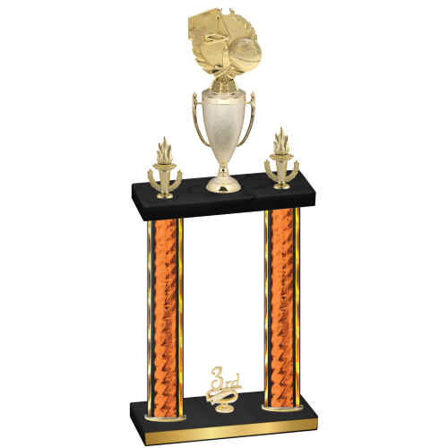 Double Orange Glacier Third Place Basketball Trophy