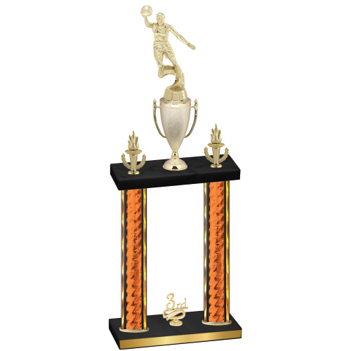 Double Orange Glacier Third Place Basketball Trophy
